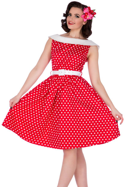 Cindy Polka Dot Vintage Dress in Red