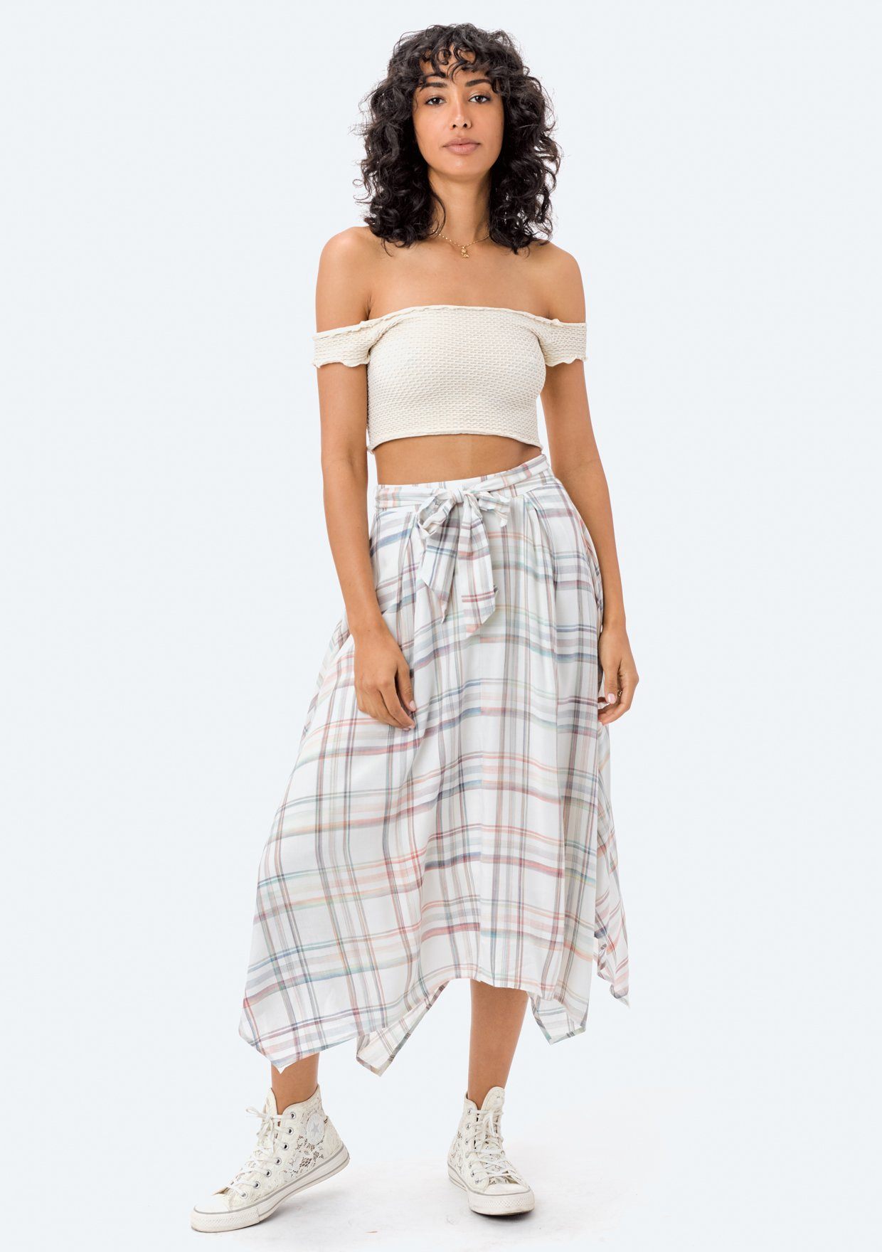Dara Asymmetrical Plaid Skirt