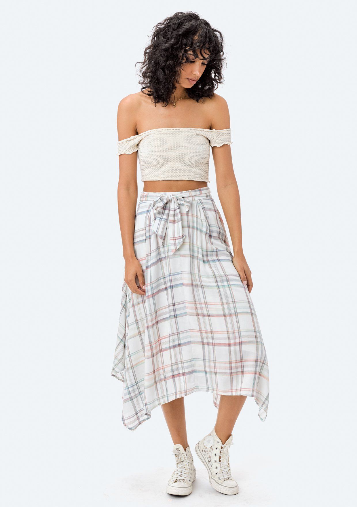 Dara Asymmetrical Plaid Skirt