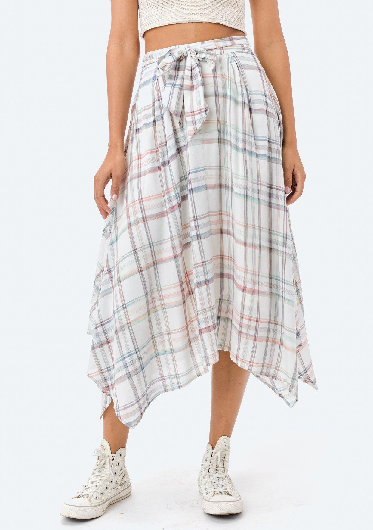 Dara Asymmetrical Plaid Skirt