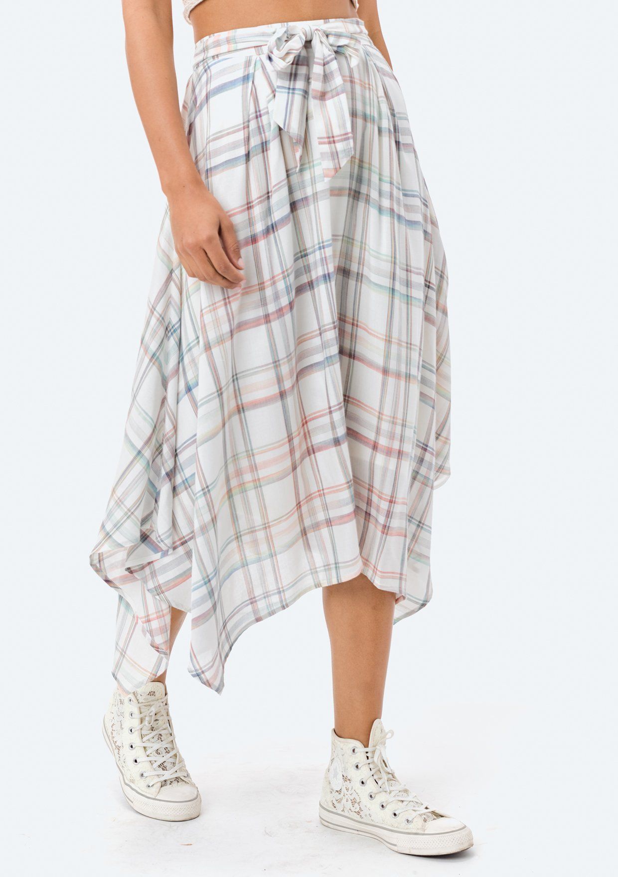 Dara Asymmetrical Plaid Skirt