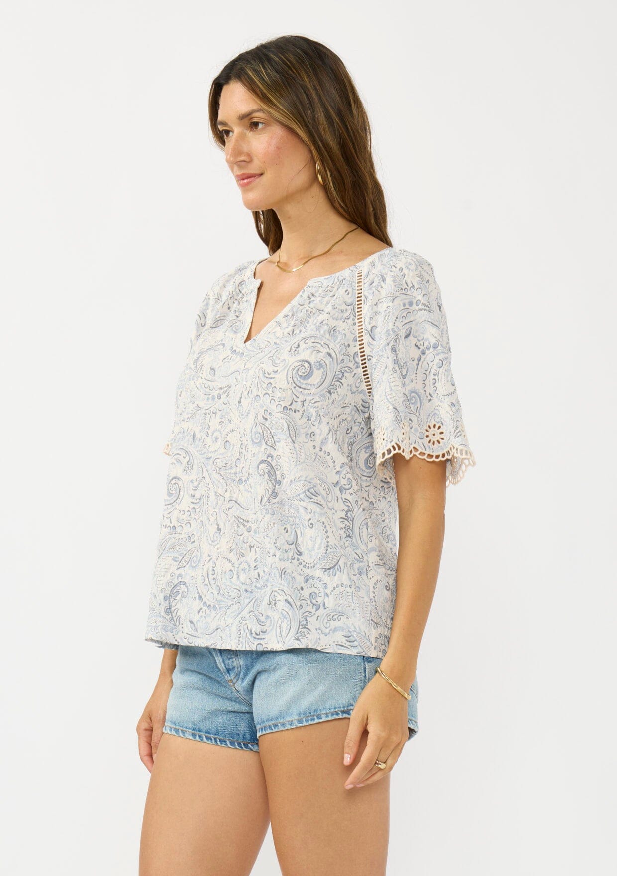 Lagoon Embroidered Top
