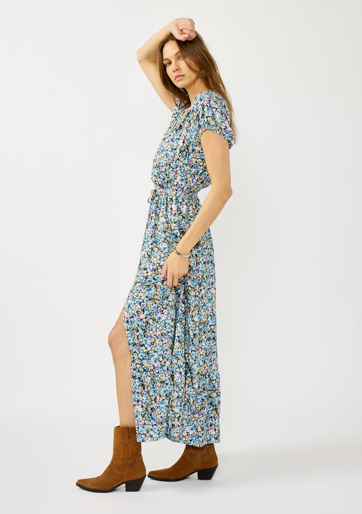 Quiet Garden Puff Sleeve Maxi Dress