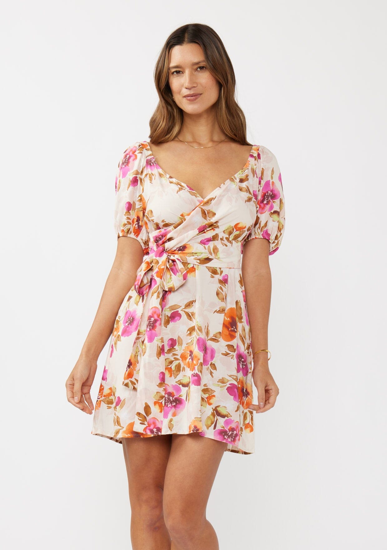 Blushing Meadow Tie Waist Mini Dress