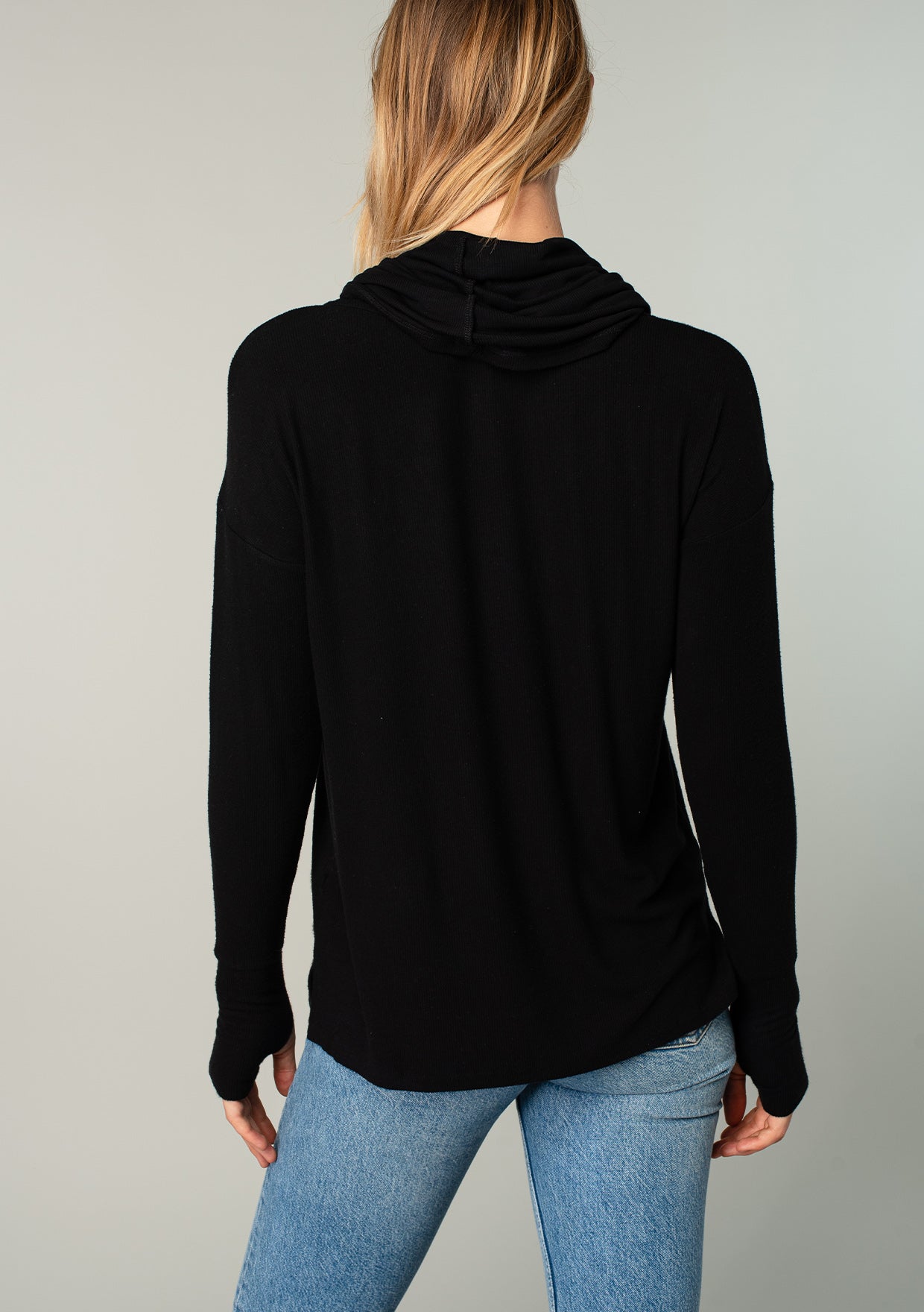 Long Weekend Micro Rib Cowl Neck Top