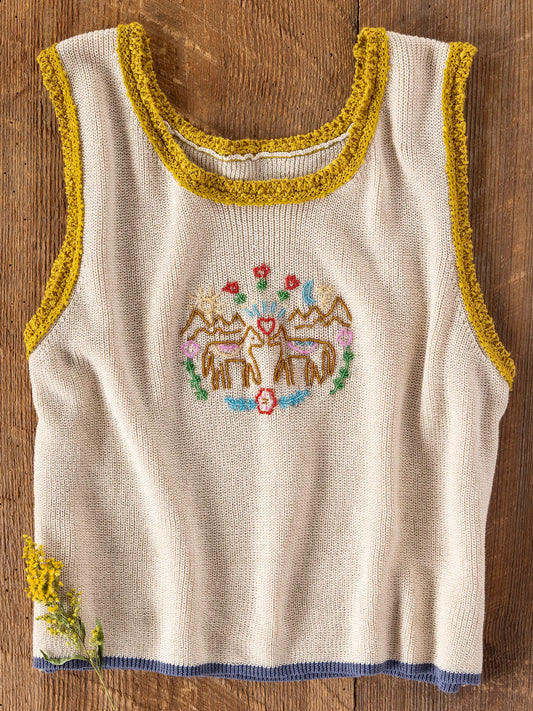 Beaded Sweater Tank - Horses