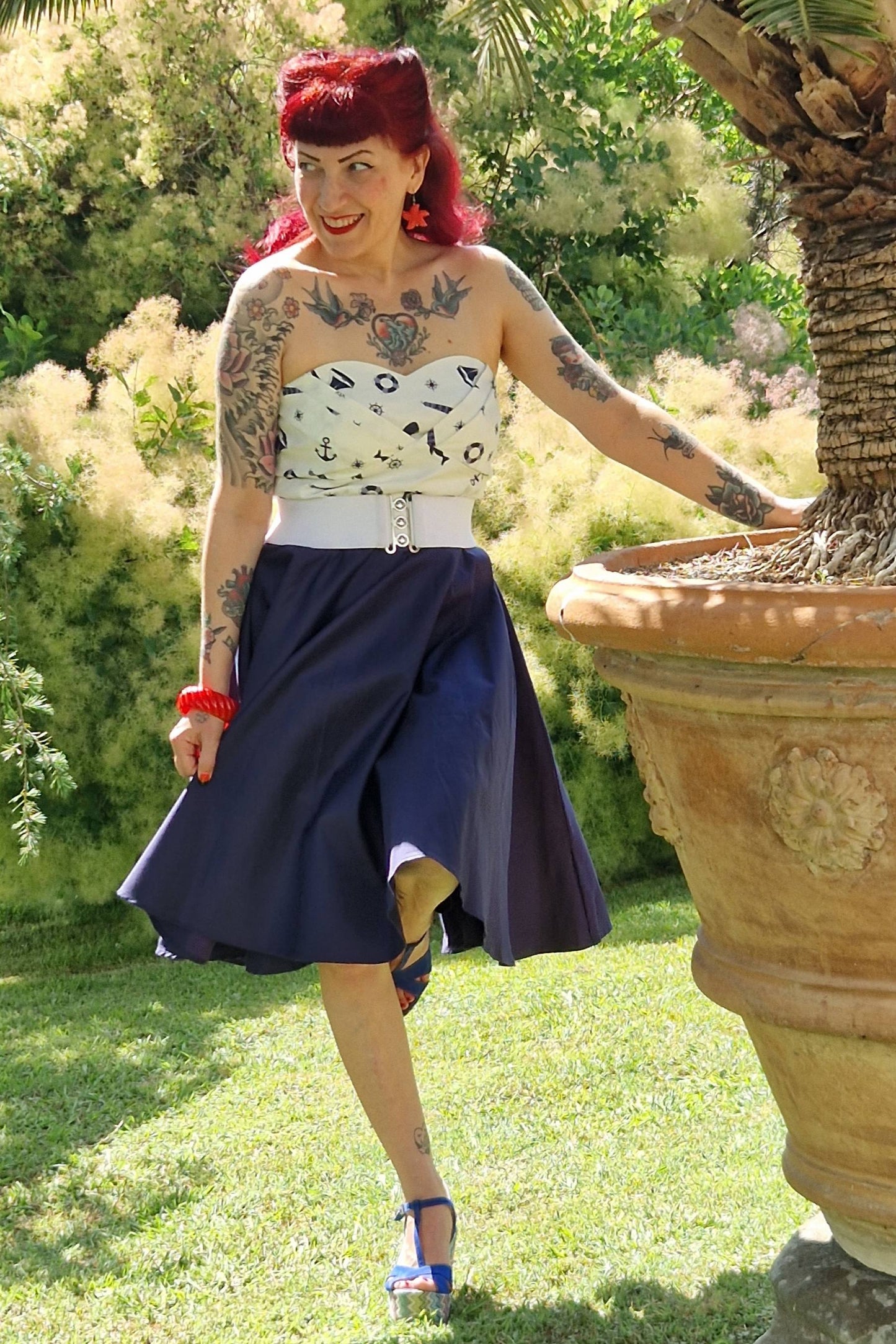 Melissa Navy & White Nautical Strapless Dress