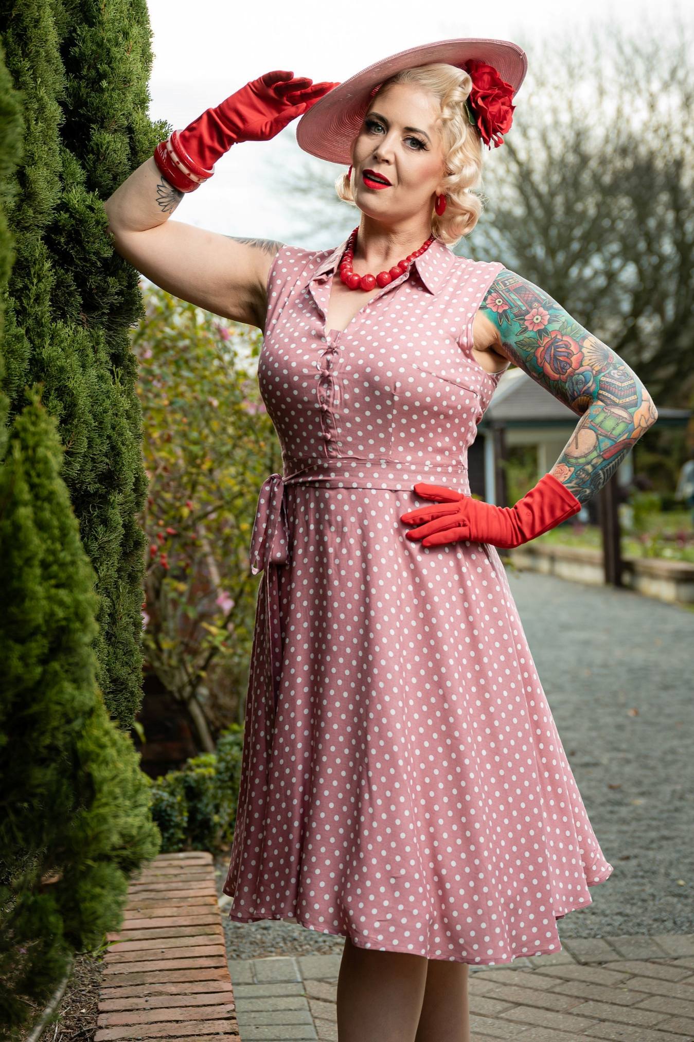 Poppy Pink Polka Dot Shirt Dress