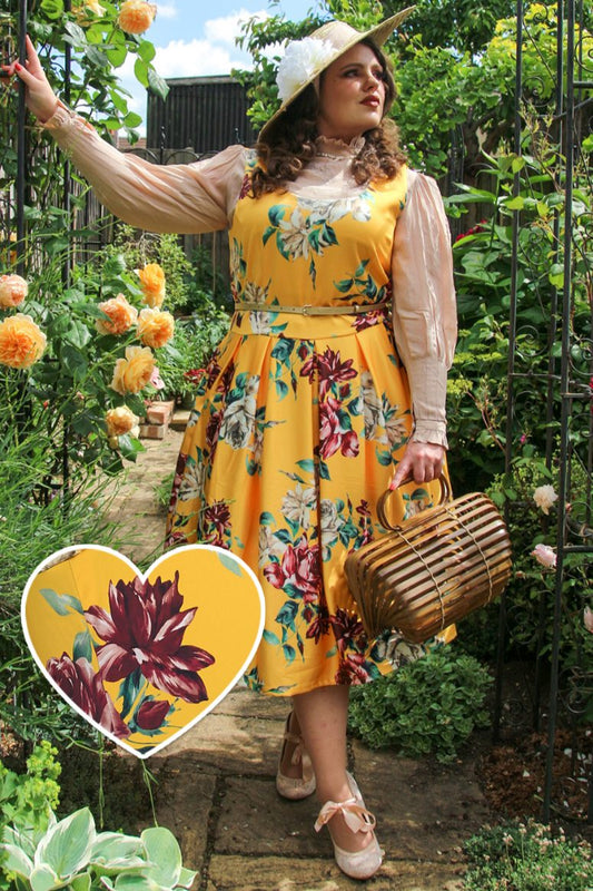 Amanda Yellow Floral Swing Dress