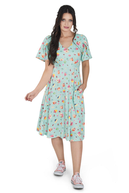 Janice Petal Sleeve Dress In Afternoon Tea Print