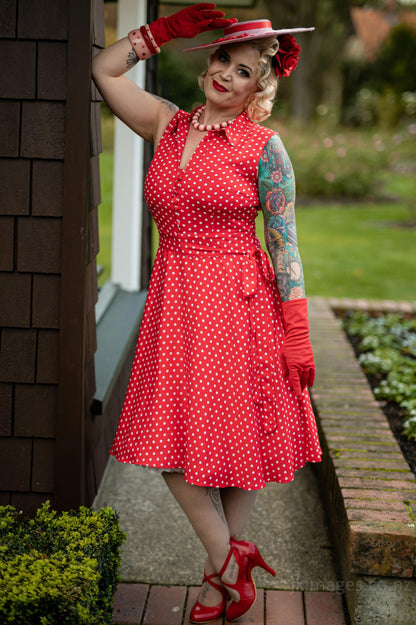 Poppy Red Polka Dot Shirt Dress