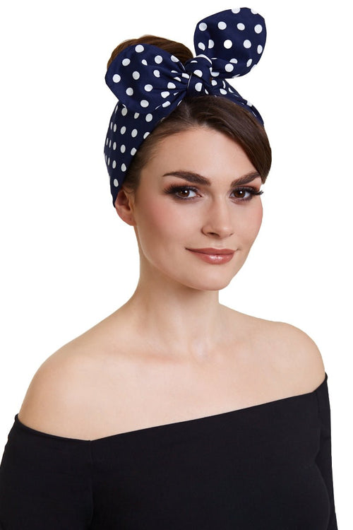 Nautical Headband in Blue & White Polka Dots