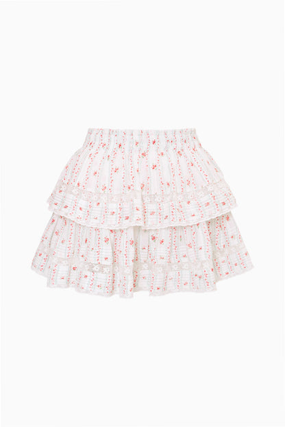 Cherry Stripe Ruffle Mini Skirt