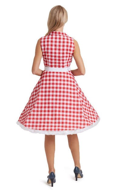 Poppy Retro Swing Shirt Dress in Red Gingham