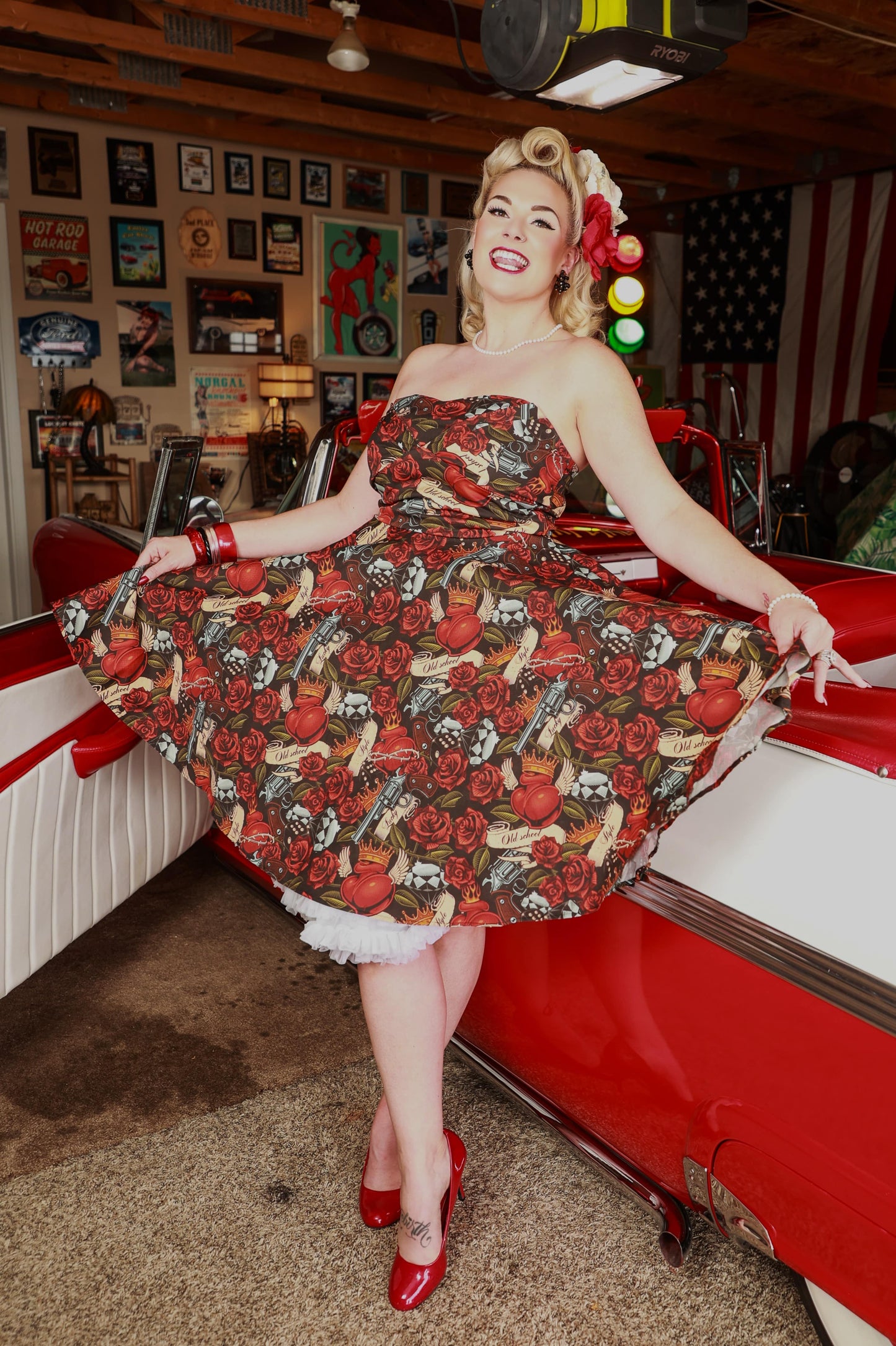 Melissa Rock N Roll Tattoo Strapless Dress