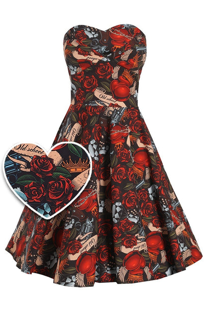 Melissa Rock N Roll Tattoo Strapless Dress