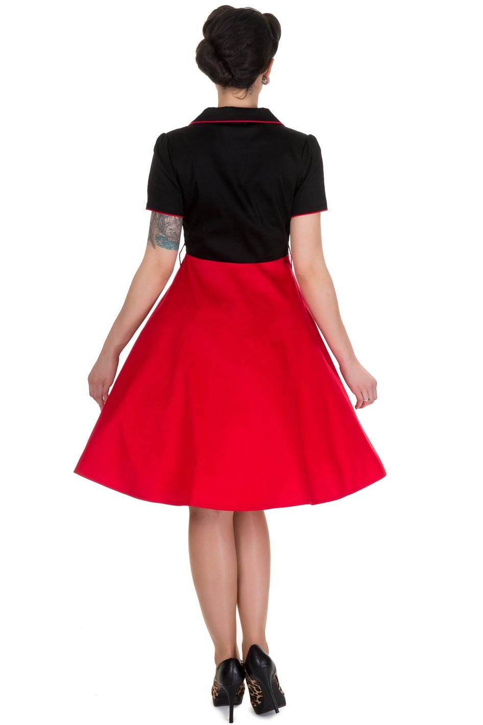 Penelope Rockabilly Diner Shirt Dress in Black/Red