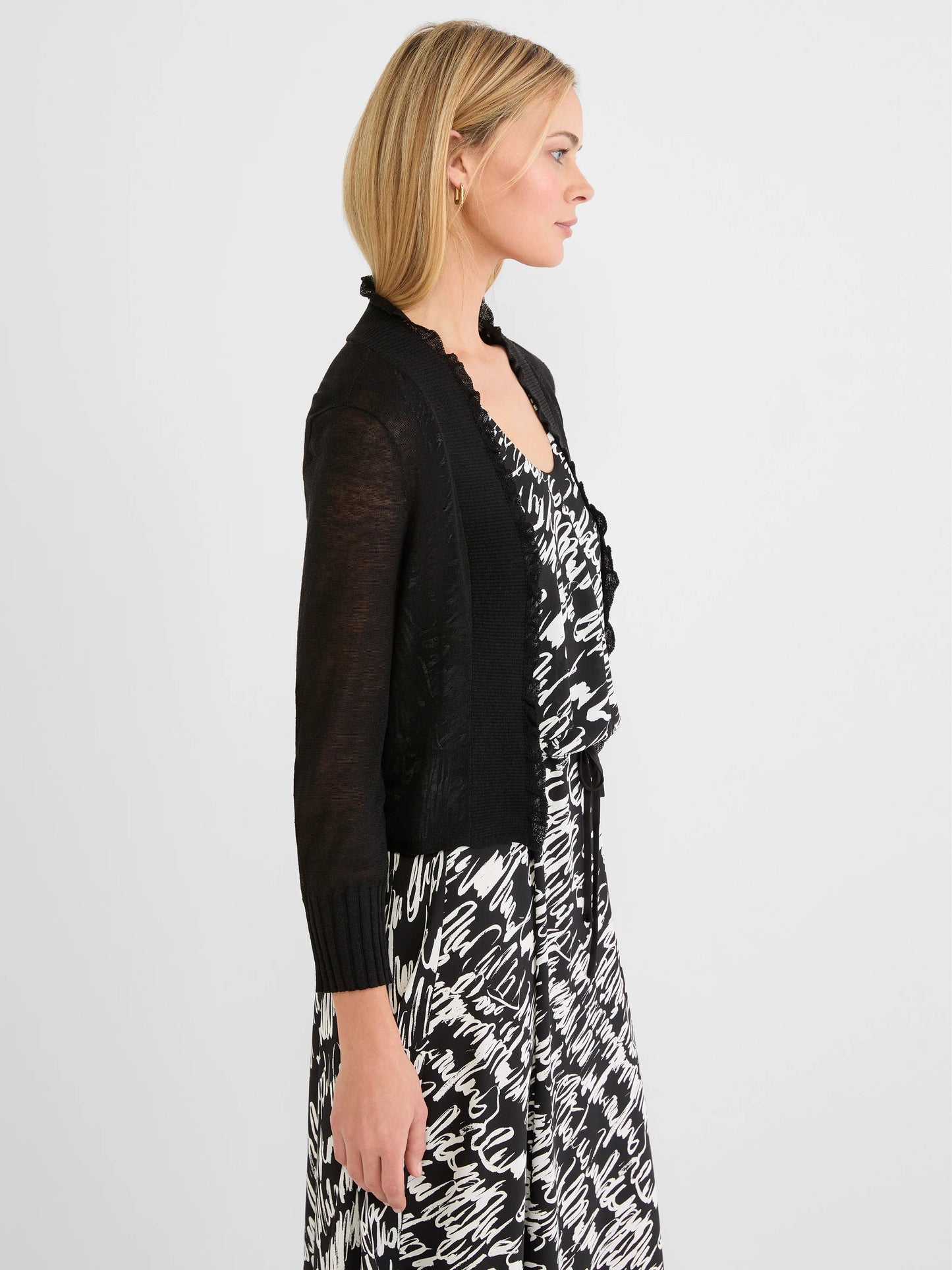 Ruffle Featherknit Cardigan