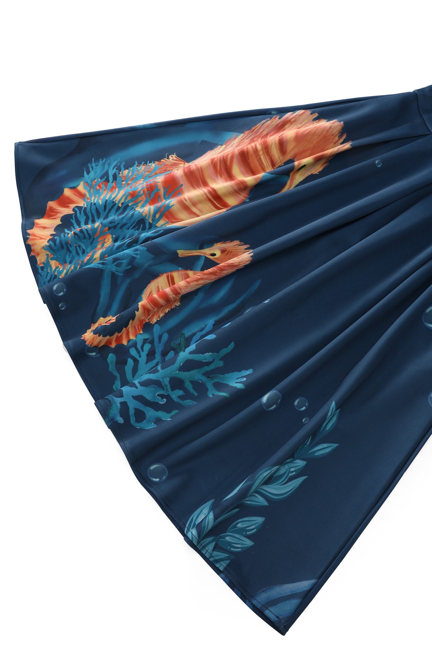 Aisley Seahorse Box Pleated Skirt In Blue