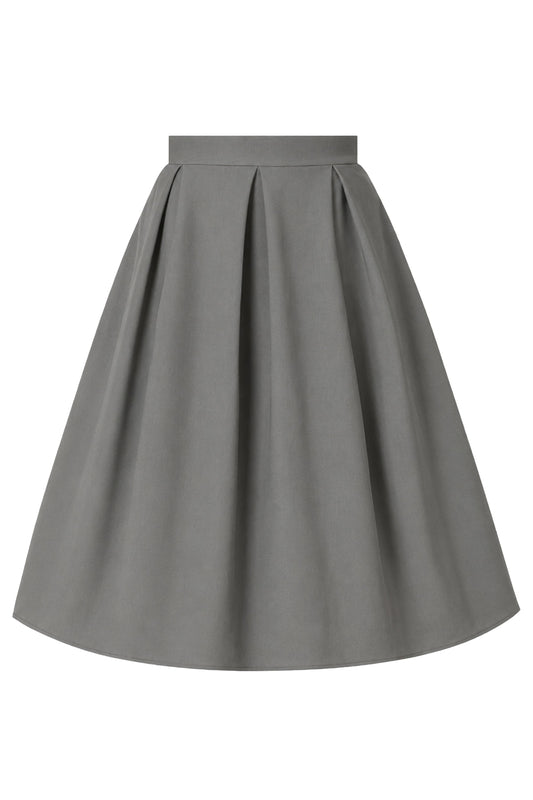 Aisley Grey Plain Pleated Flared Skirt