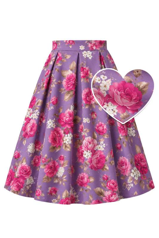 Aisley Lilac Purple Rose Vintage Skirt
