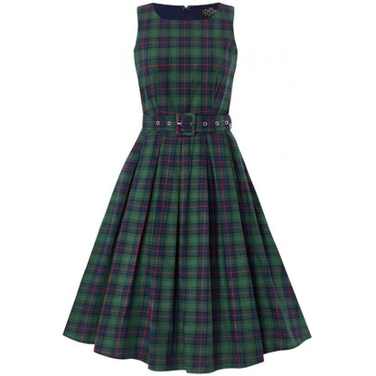 Annie Tartan Swing Dress in Green/Red