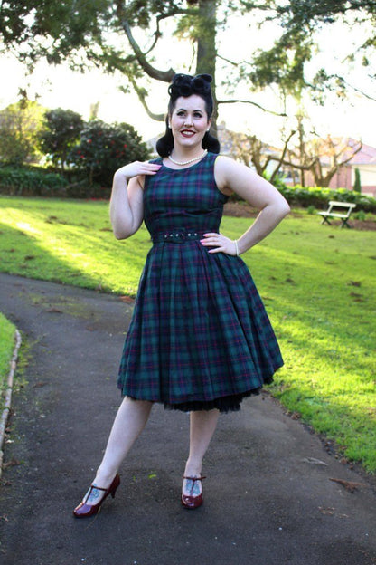 Annie Tartan Swing Dress in Green/Red