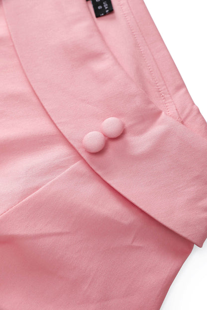 Darlene Light Pink Roll Collar Circle Dress