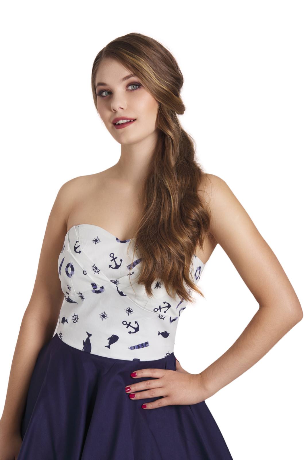 Melissa Navy & White Nautical Strapless Dress