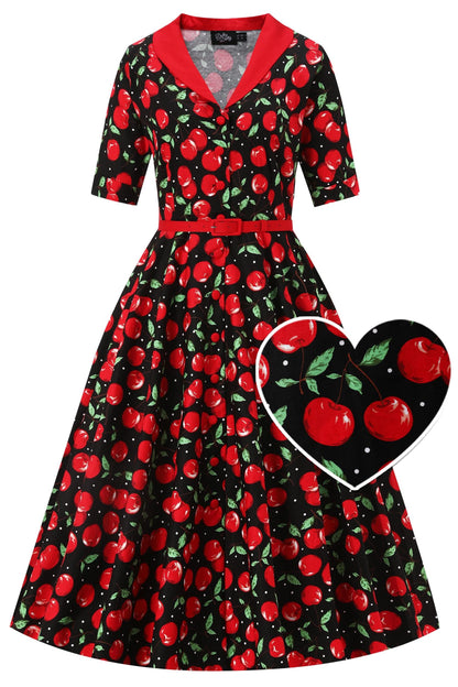 Mollie Black Cherry Full Circle Shirt Dress