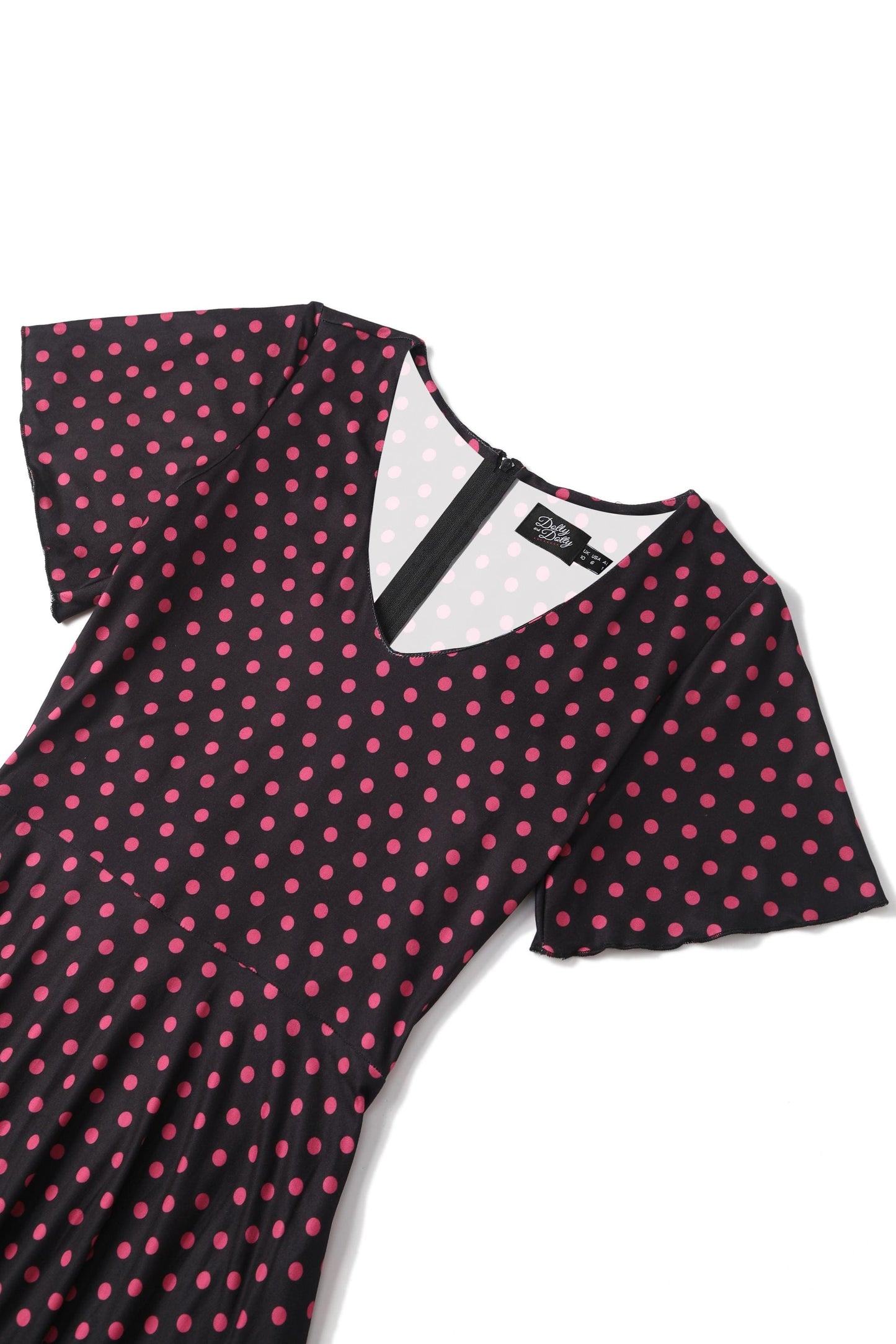 Palma Black Pink Polka Dot Casual Dress