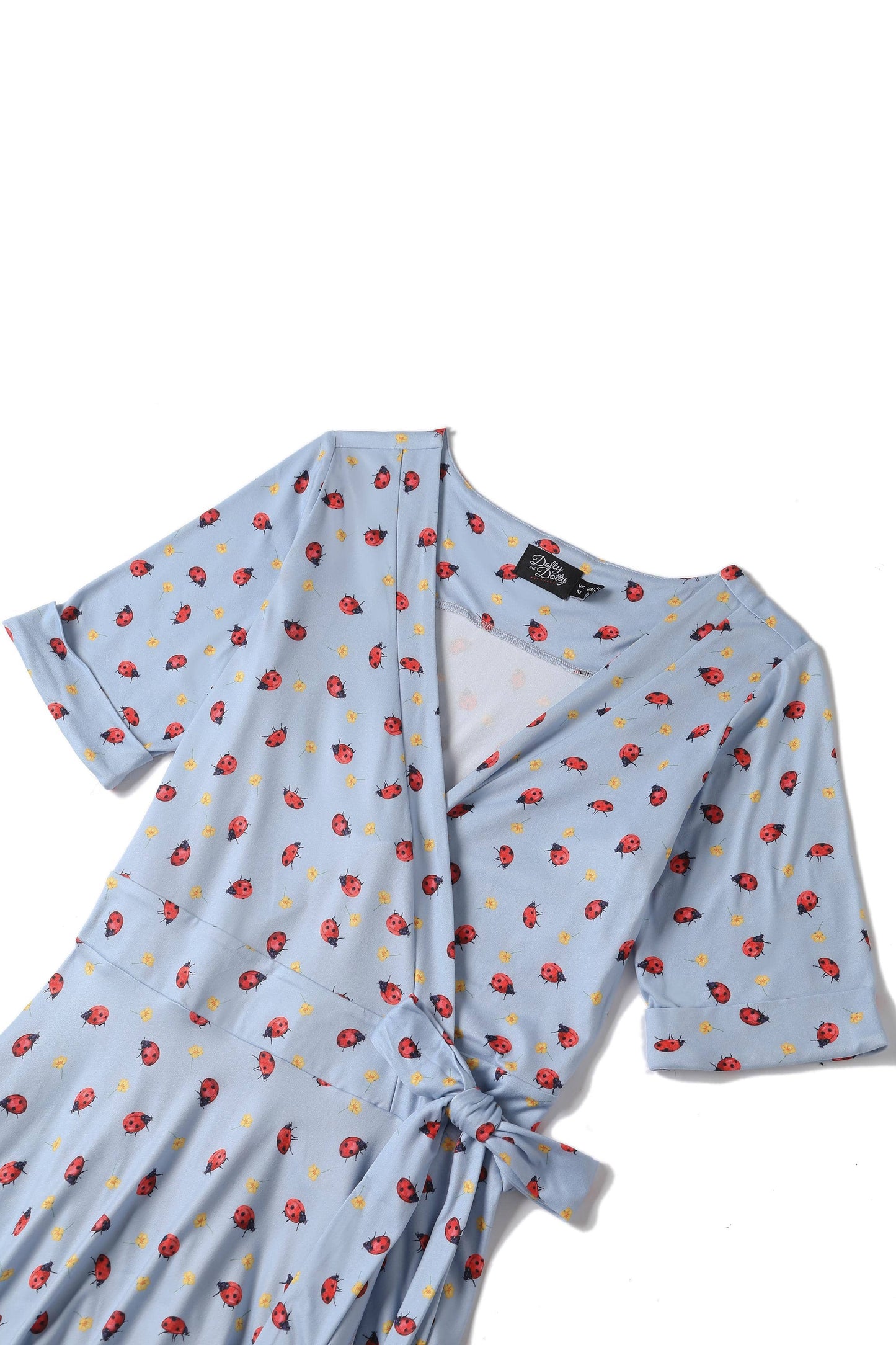 Matilda Light Blue Ladybug Wrap Dress