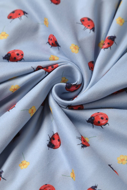 Matilda Light Blue Ladybug Wrap Dress
