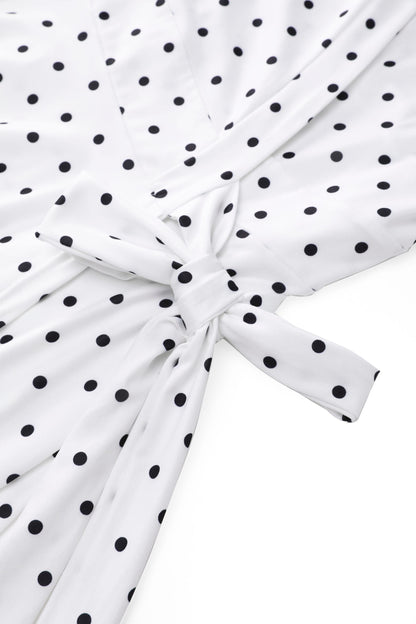 Matilda Polka Dot Wrap Dress in White