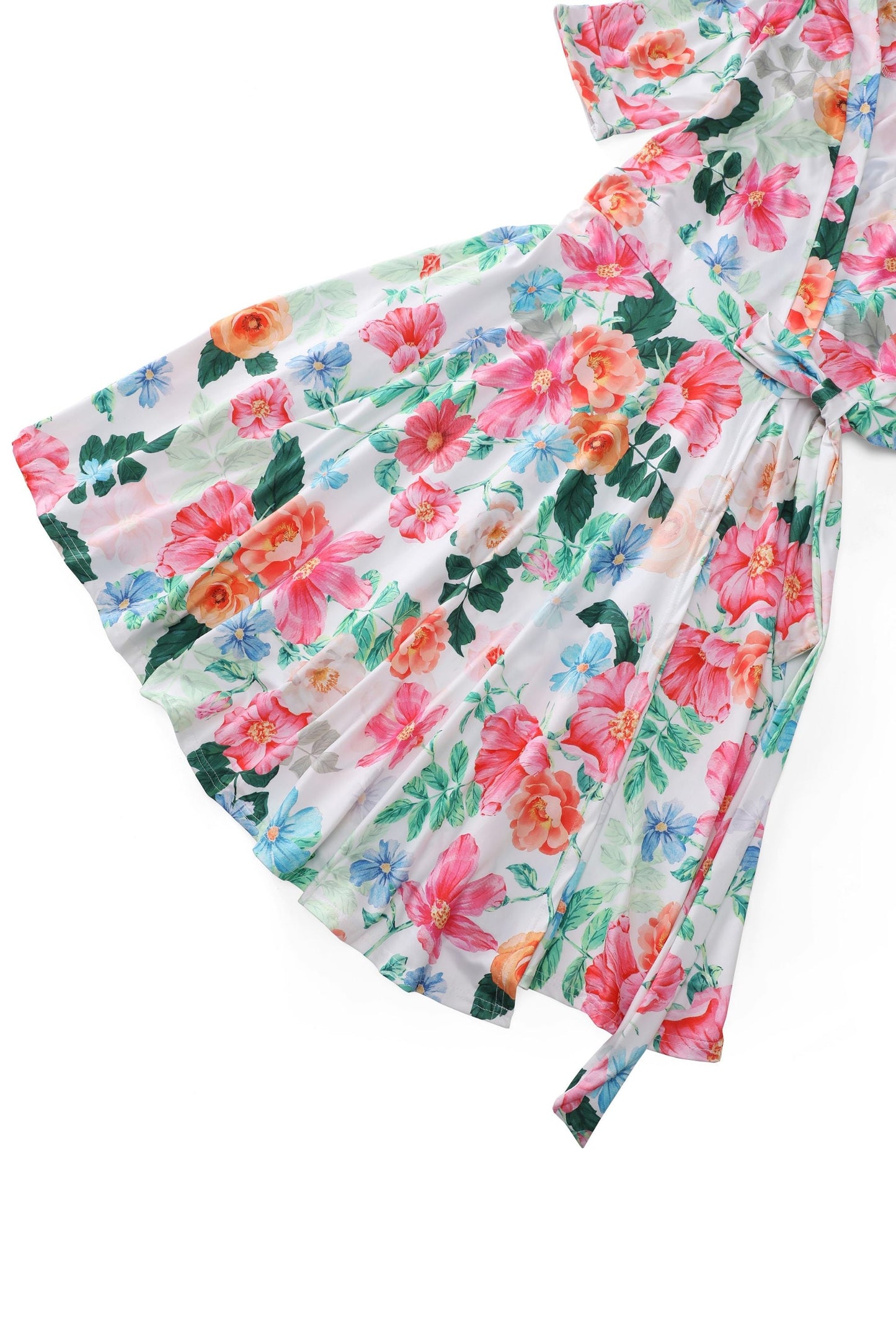 Matilda Summer Floral Wrap Dress in White