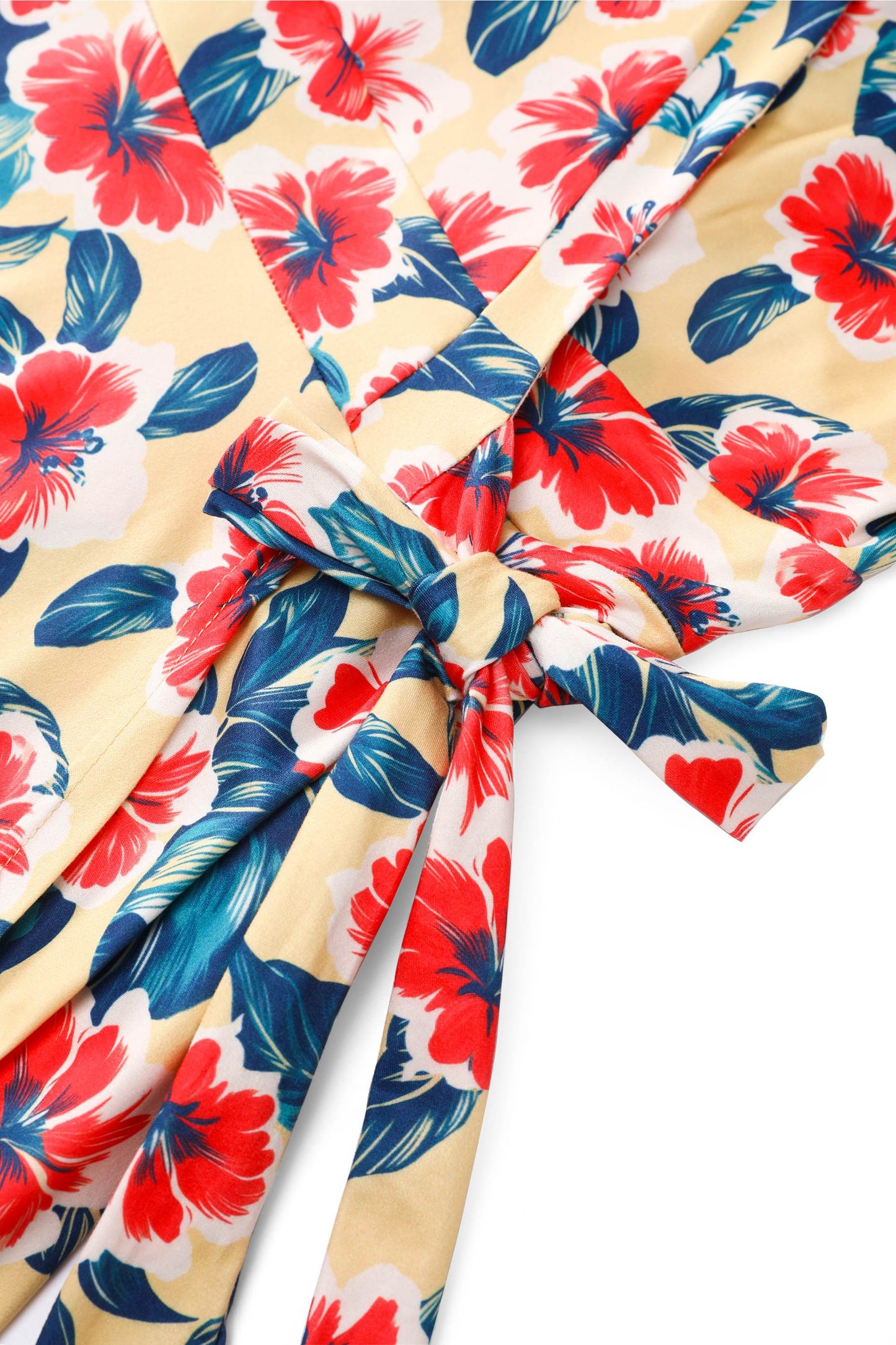 Matilda Hawaiian Hibiscus Wrap Dress in Yellow