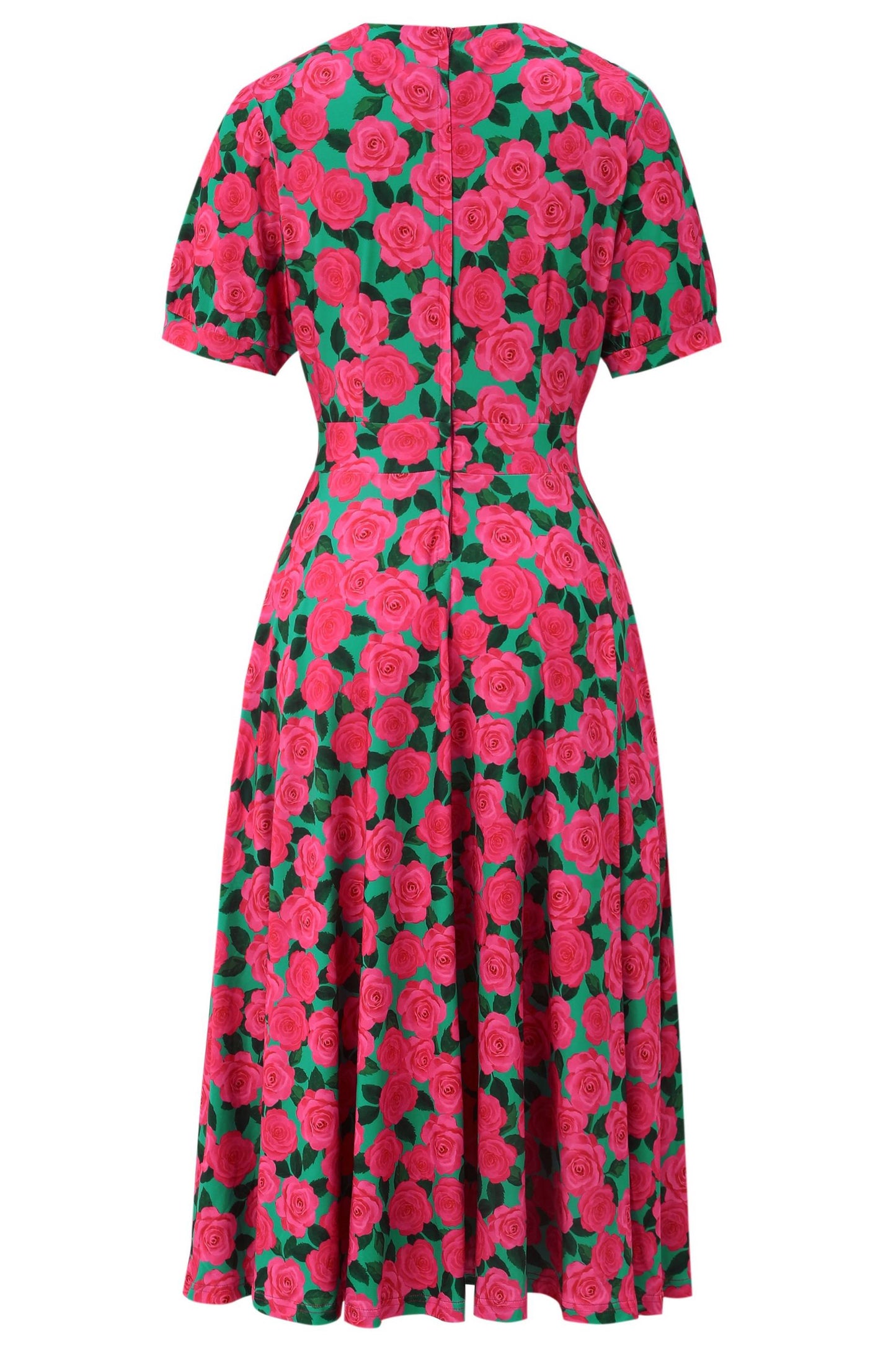 Julia Pink Rose Tea Dress in Green
