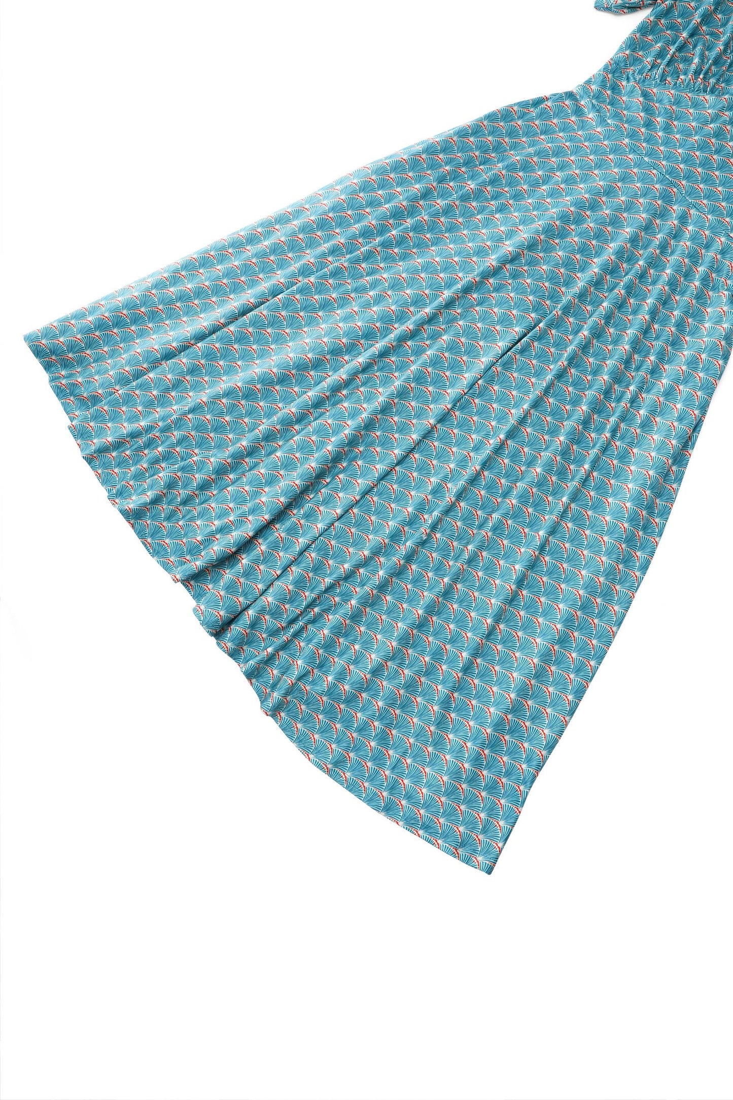 Julia 40s Teal Midi Dress In Seashell Print