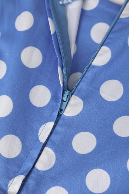 Amanda Polka Dot Flared Dress In Sky Blue