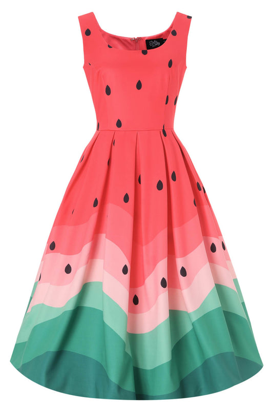 Amanda Watermelon Flared Dress