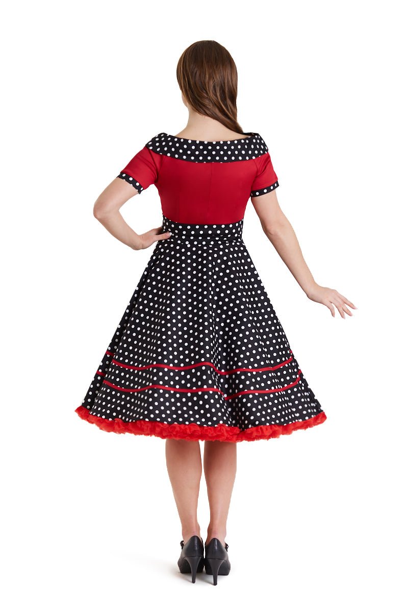 Darlene Rockabilly Red & Black White Polka Dot Dress