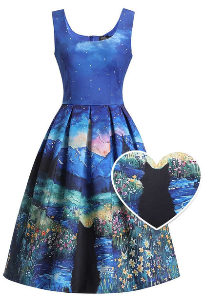 Amanda Cat Starry Night Flared Dress