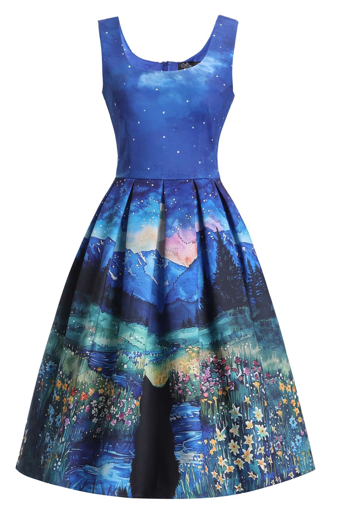 Amanda Cat Starry Night Flared Dress