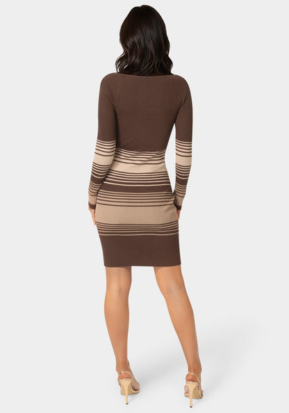 Stripe Rib Sweater Midi Dress