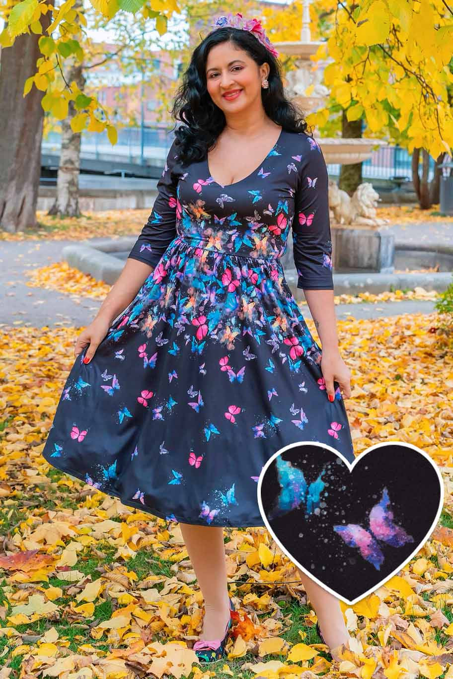 Billie Black Butterfly Long Sleeved Dress