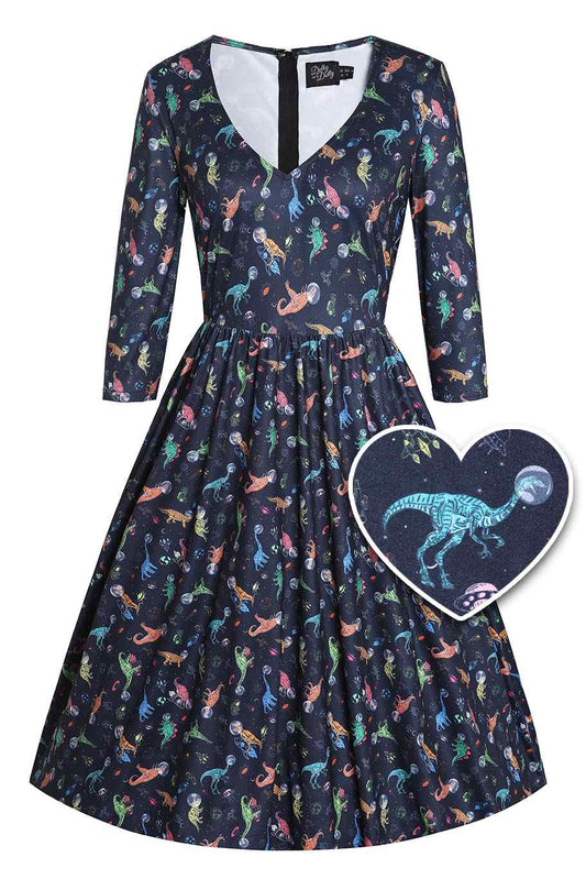 Billie Dinosaur In Space Long Sleeved Dress