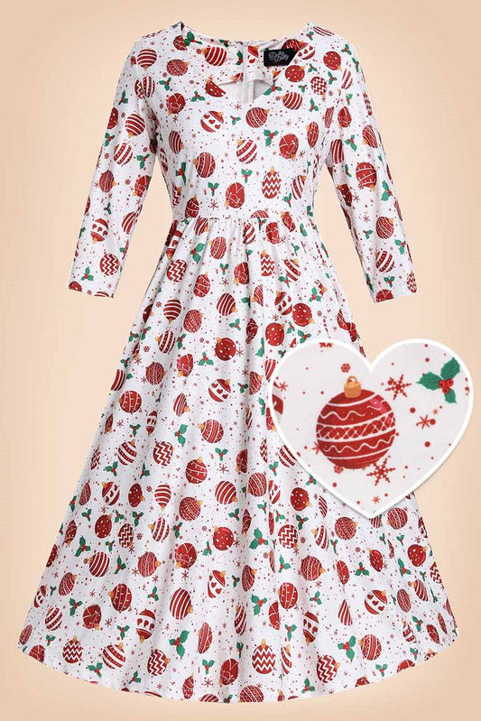 Billie Red Bauble Long Sleeved Dress