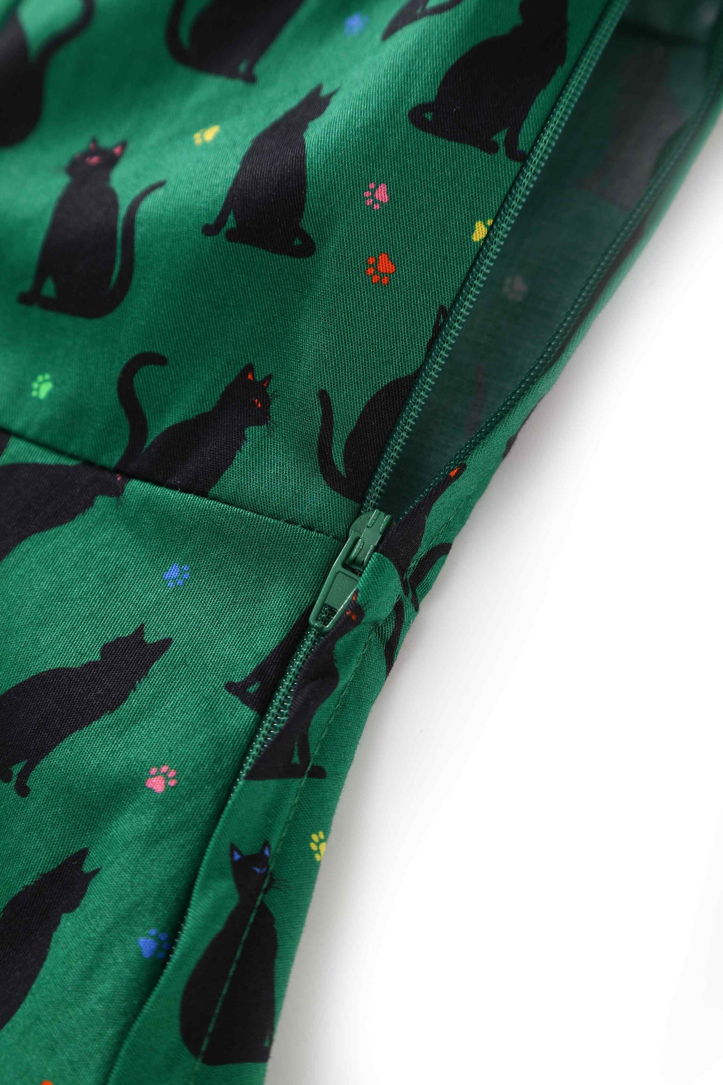 Mabel Black Cat Midi Shirt Dress In Green