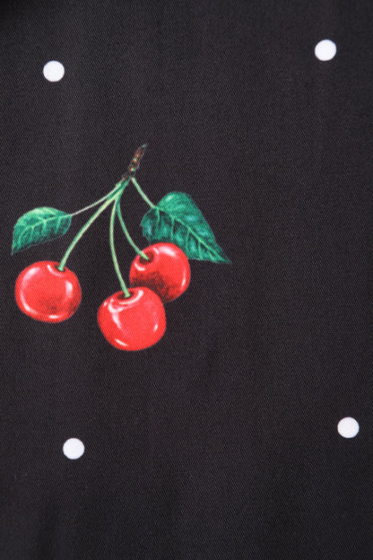 Amanda Black Cherry Retro Flared Dress In Cotton