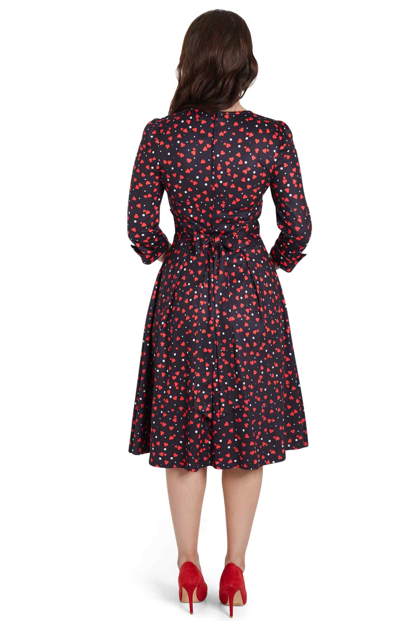 Katherine Black Heart Long Sleeved Dress